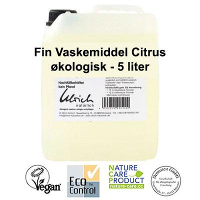 5 liter økologisk finvaskemiddel med duft af citrus 