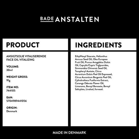 Ansigtsolie ingredienser
