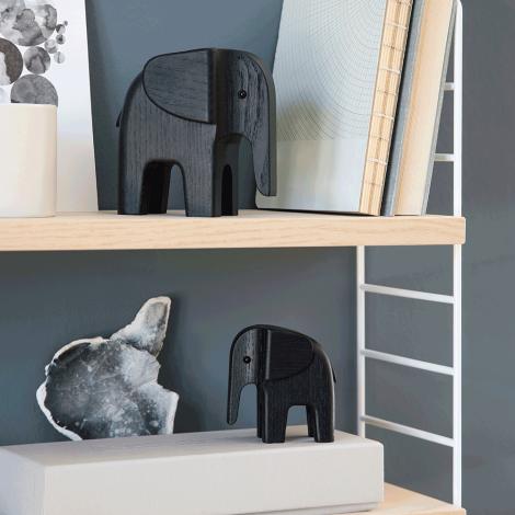 Sortbejset Elefant sæt i reol