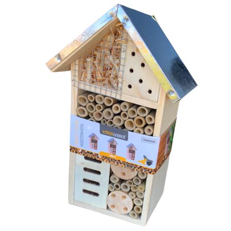 Insekthotel med zink tag, 15 x 25 cm