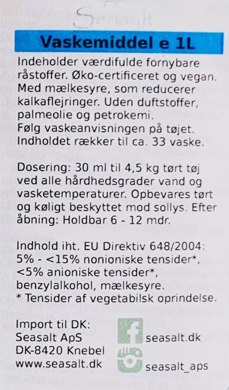 Datablad 25 liter vaskemiddel