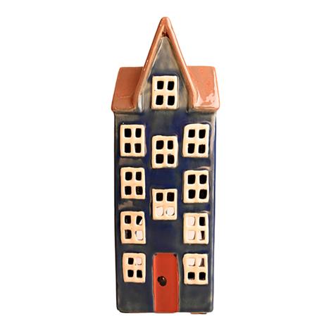 Keramik hus, BLÅ, 23 cm fra Det Gamle Apotek
