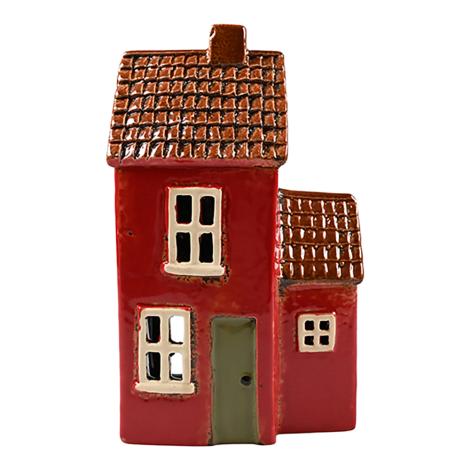 Keramik hus, RØD, 20 cm fra Det Gamle Apotek