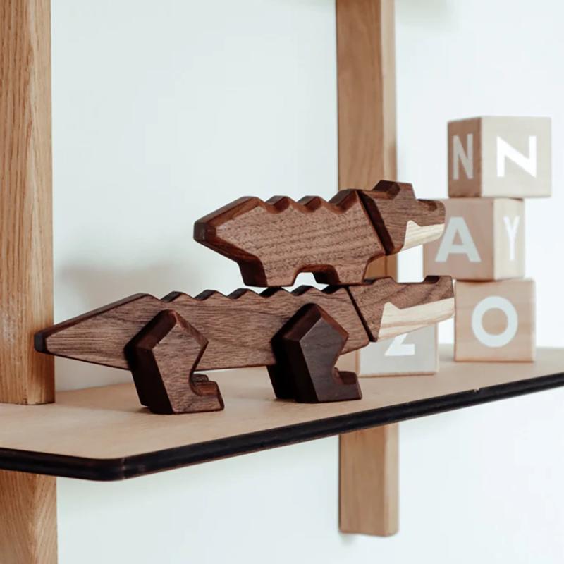 Stor og lille træ krokodille, fra FableWood 