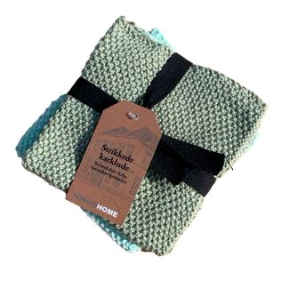 Strikkede karklude, Lyse grøn/Oliven fra Det Gamle Apotek