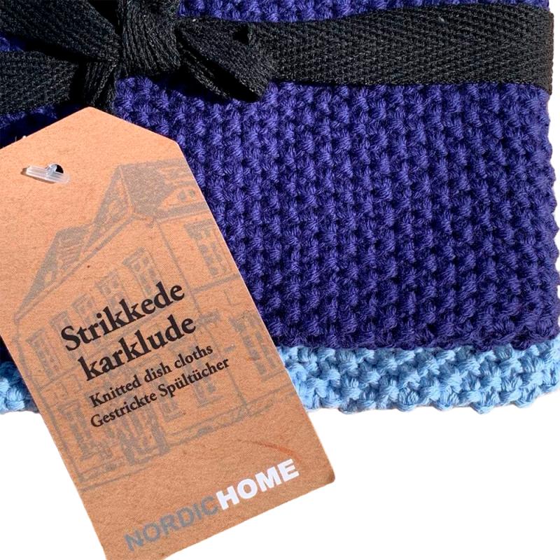 Strikkede karklude, Lysblå/Blå fra Det Gamle Apotek