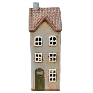 Keramik hus, beige, 23 cm fra Det Gamle Apotek