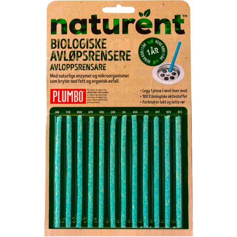 Naturent, Afløbsrens, 12 stk. rørpinde Plumbo