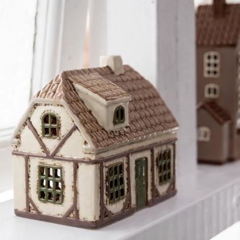 Keramik hus, hvid, 14 cm fra Det Gamle Apotek