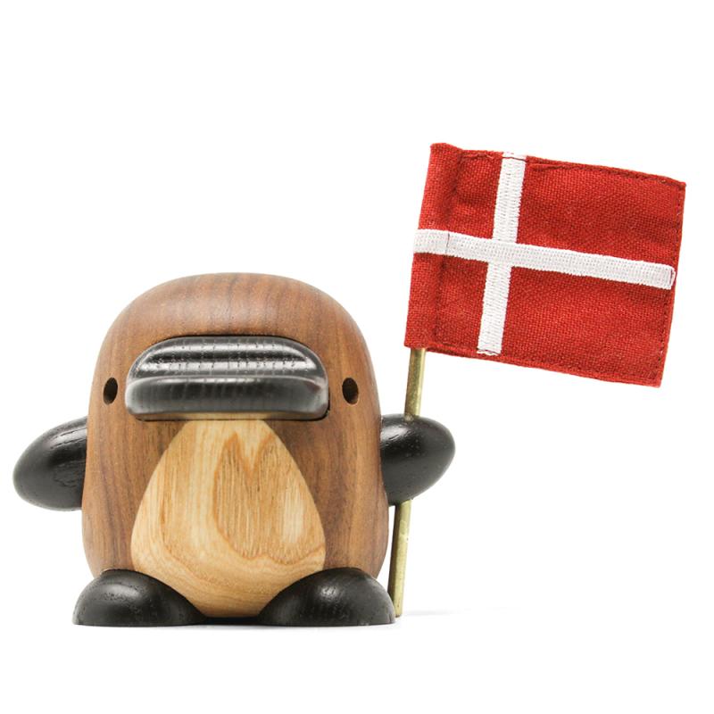 Perry, det store næbdyr i træ, 14 cm med flag fra FableWood