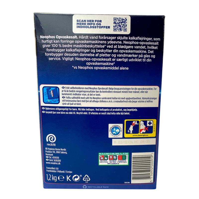 Opvaskesalt 1,2 kg papæske fra Neophos 