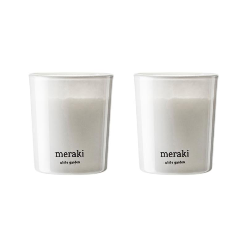 Duftlys, White Garden, 2 stk brændetid: 15H fra Meraki