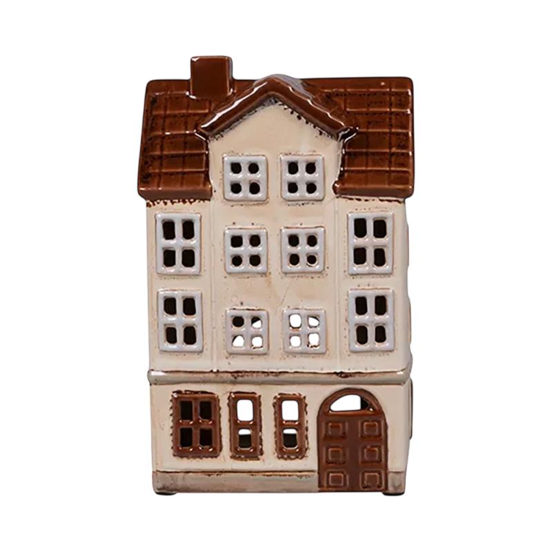 Keramik hus, beige, 18 cm fra Det Gamle Apotek