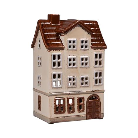 Keramik hus, beige, 18 cm fra Det Gamle Apotek