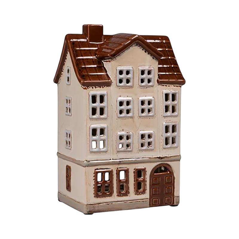Keramik hus, beige, 18 cm fra Det Gamle Apotek
