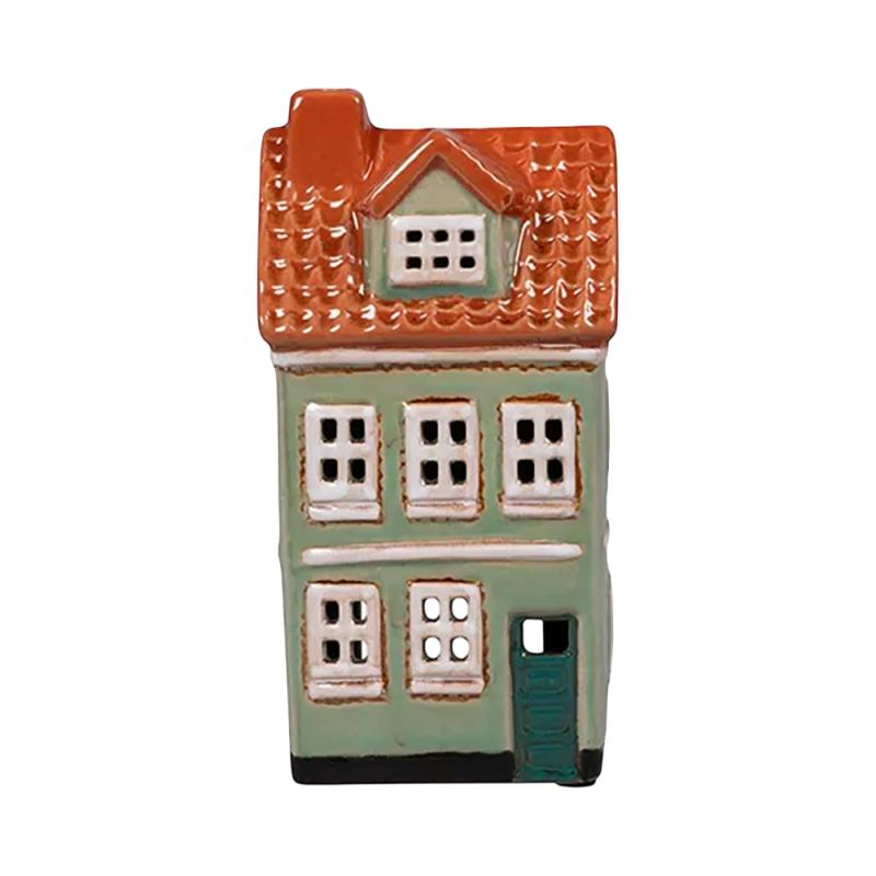 Keramik hus, grøn, 16 cm fra Det Gamle Apotek