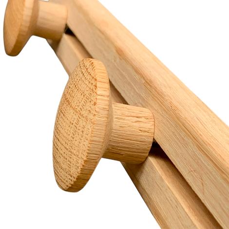 Knagerække, 4 runde knopper, egetræ