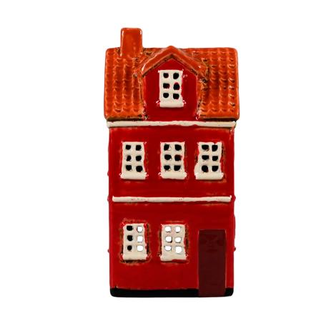 Keramik hus, rød, 16 cm fra Det Gamle Apotek