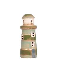 Keramik fyrtårn, grøn, 18 cm fra Det Gamle Apotek