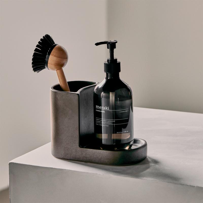 Børste og sæbeholder, Dark grey fra Meraki