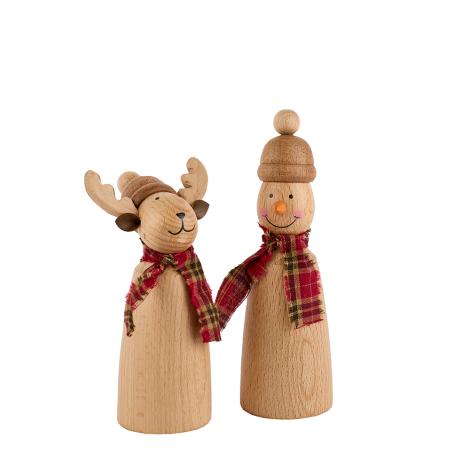 Julepynt snemand og elg træfigurer
