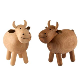 Sæt med lys og mørk træ ko fra 2Have