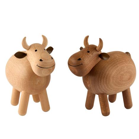 Sæt med lys og mørk træ ko fra 2Have
