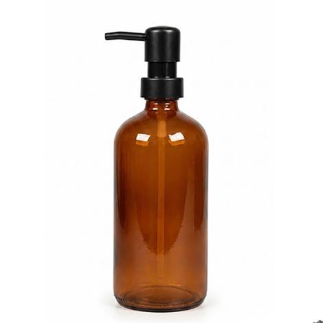 Sæbedispenser, brun glas, 21 cm