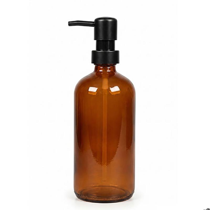 Sæbedispenser, brun glas, 21 cm