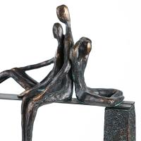 Bænk, 45 cm med 5 figur i jern og bronze look