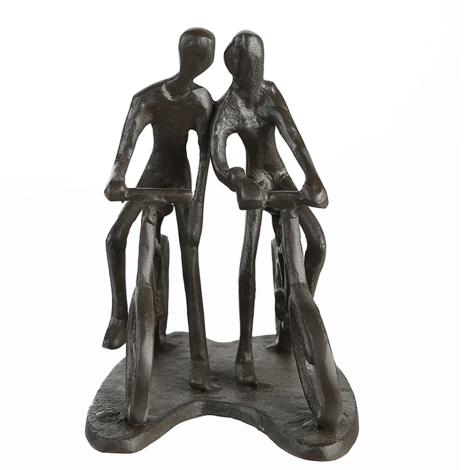 Cyklende Par, 13 cm figur i jern,