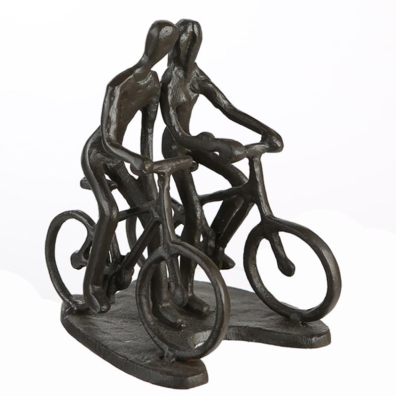 Cyklende Par, 13 cm figur i jern,