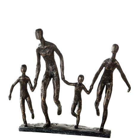 Familie, 35 cm figur i bronze-look