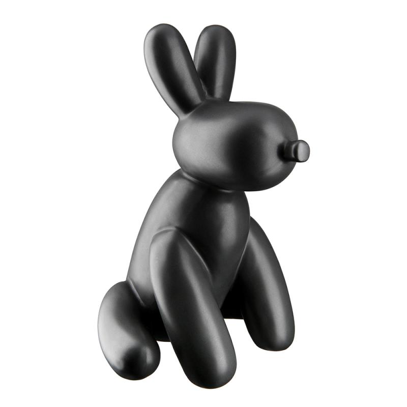 Balloon Dog, Lotte, sort i keramik, 25 cm