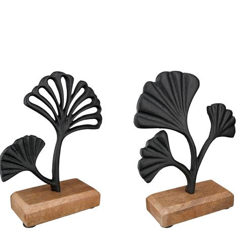 Relief stående, Ginkgo, ALU og Træ, 26 cm