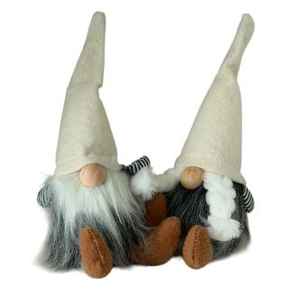 Nissemand og nissekone i stof, 16 cm