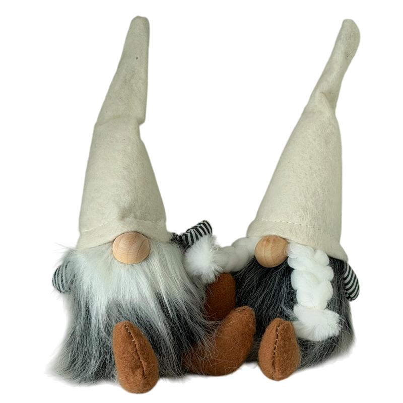 Nissemand og nissekone i stof, 16 cm