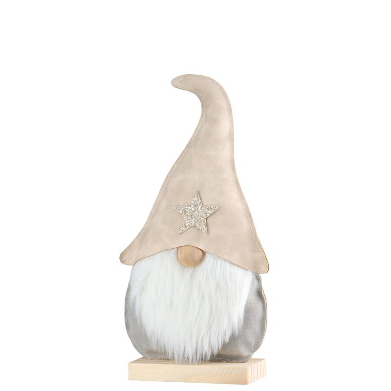 Beige Nissemand i kunstlæder, William 22 cm