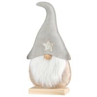 Grå Nissemand i kunstlæder 22 cm