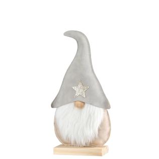 Grå Nissemand i kunstlæder 22 cm