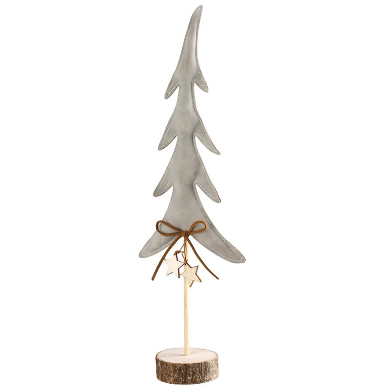Grå Juletræ med stjerner i kunstlæder, 40 cm