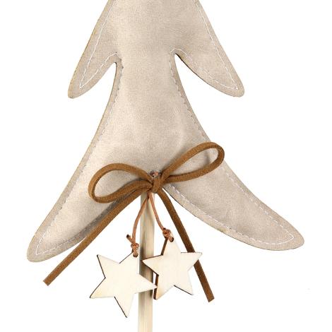 Beige Juletræ i kunstlæder, 40 cm